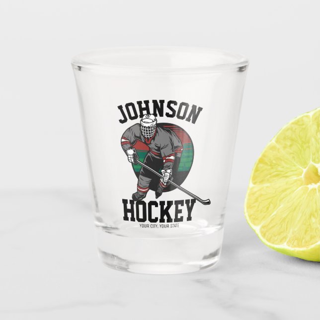 Personalized Ice Hockey Player Team Athlete Name  Shot Glass (Front)