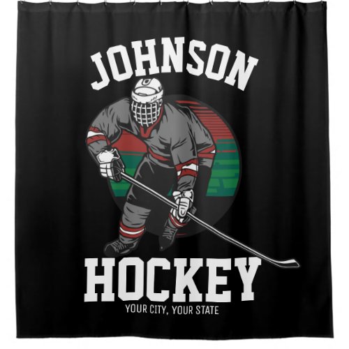 Personalized Ice Hockey Player Team Athlete Name  Shower Curtain