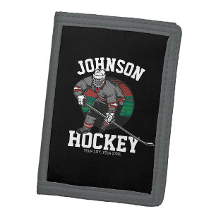 Personalized Ice Hockey Player Team Athlete Name Tri-fold Wallet