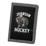 Personalized Ice Hockey Player Team Athlete Name  Trifold Wallet<br><div class="desc">Personalized Ice Hockey Team Player Athlete Custom Design -Customize with Your Name or Custom Text!</div>