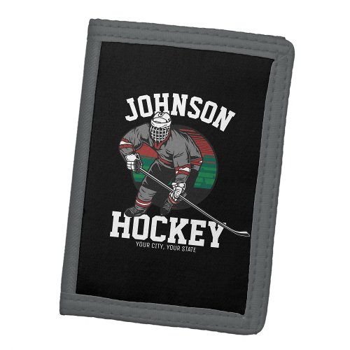 Personalized Ice Hockey Player Team Athlete Name  Trifold Wallet