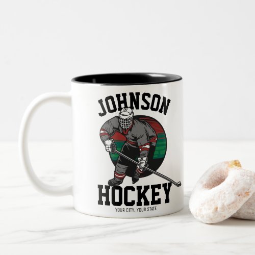 Personalized Ice Hockey Player Team Athlete Name  Two_Tone Coffee Mug