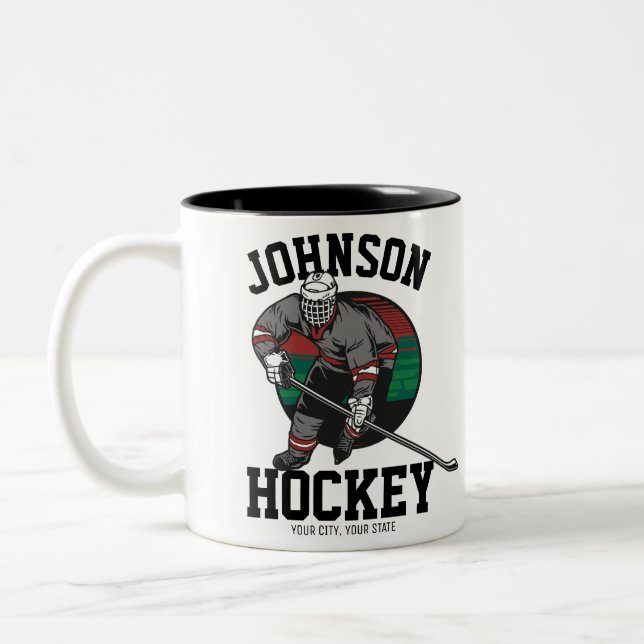 Personalized Ice Hockey Player Team Athlete Name  Two-Tone Coffee Mug (Left)