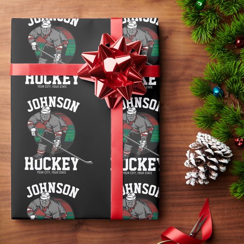 Personalized Ice Hockey Player Team Athlete Name  Wrapping Paper