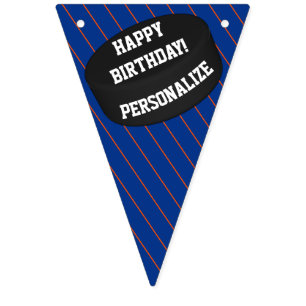 Personalized Ice Hockey Puck Happy Birthday Bunting Flags