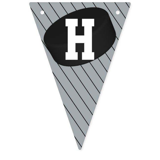 Personalized Ice Hockey Puck Happy Birthday Bunting Flags (Second Flag)