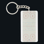 Personalized Ice Hockey Rink Keychain<br><div class="desc">This keychain is ready to be personalized with a name or other text and features an illustration of an ice hockey rink in ivory with red and blue markings and white skate marks for a distressed look. Makes a great gift for hockey fans,  players and coaches.</div>
