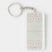 Personalized Red and White Ice Hockey Jersey Keychain