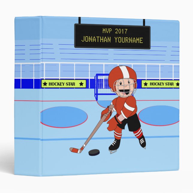 Personalized Ice Hockey star rw 3 Ring Binder (Front/Spine)