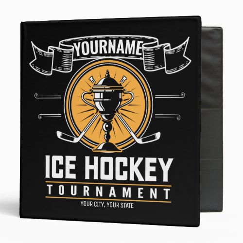 Personalized Ice Hockey Trophy Player Team Game  3 Ring Binder