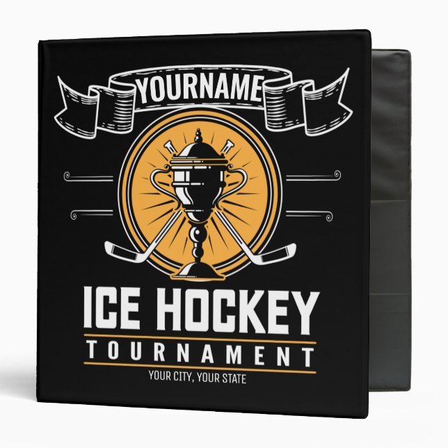 Personalized Ice Hockey Trophy Player Team Game  3 Ring Binder (Front/Inside)