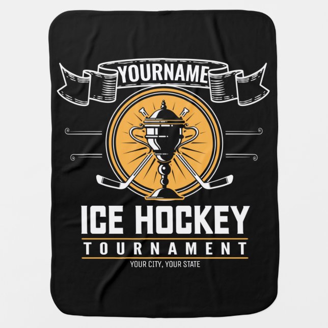 Personalized Ice Hockey Trophy Player Team Game  Baby Blanket (Front)