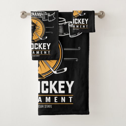 Personalized Ice Hockey Trophy Player Team Game  Bath Towel Set