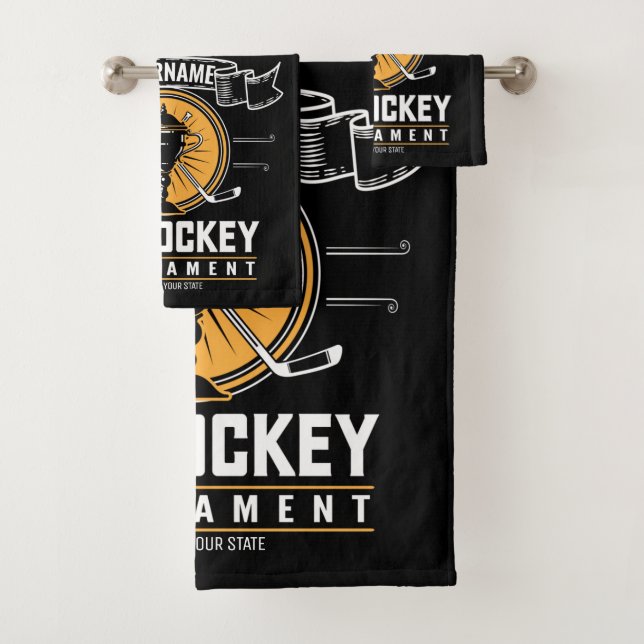 Personalized Ice Hockey Trophy Player Team Game  Bath Towel Set (Insitu)