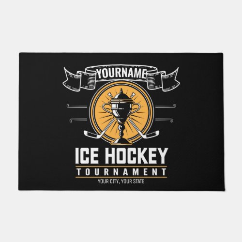 Personalized Ice Hockey Trophy Player Team Game  Doormat