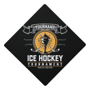 Personalized Ice Hockey Trophy Player Team Game   Graduation Cap Topper
