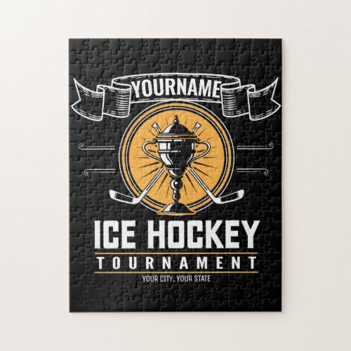 Personalized Ice Hockey Trophy Player Team Game  Jigsaw Puzzle