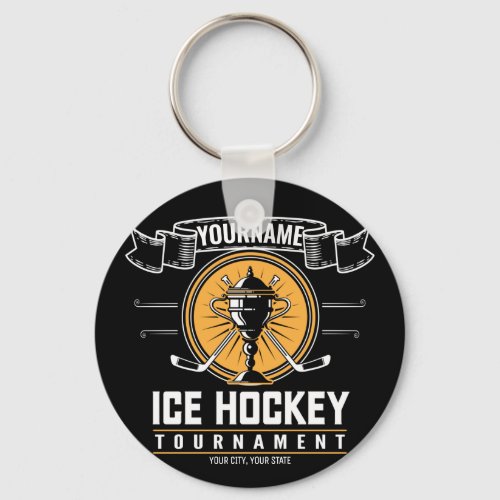 Personalized Ice Hockey Trophy Player Team Game   Keychain