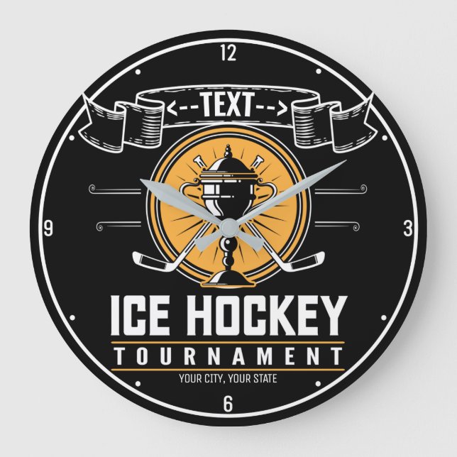 Personalized Ice Hockey Trophy Player Team Game Large Clock (Front)