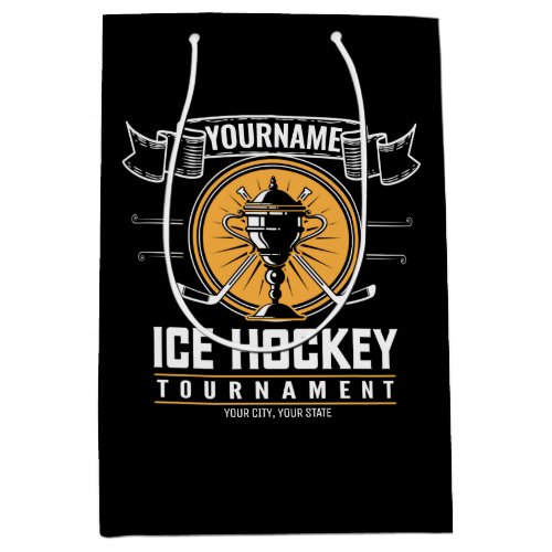 Personalized Ice Hockey Trophy Player Team Game  Medium Gift Bag