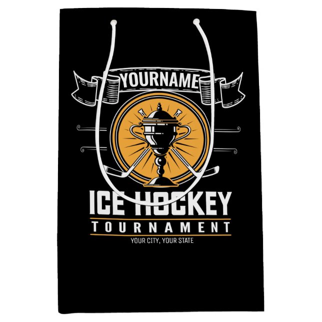Personalized Ice Hockey Trophy Player Team Game  Medium Gift Bag (Front)
