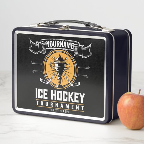 Personalized Ice Hockey Trophy Player Team Game Metal Lunch Box