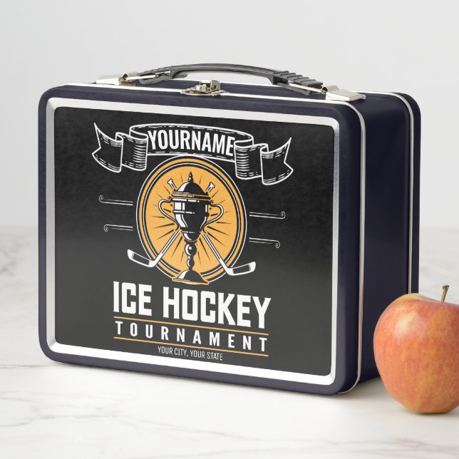 Personalized Ice Hockey Trophy Player Team Game Metal Lunch Box (In Situ)