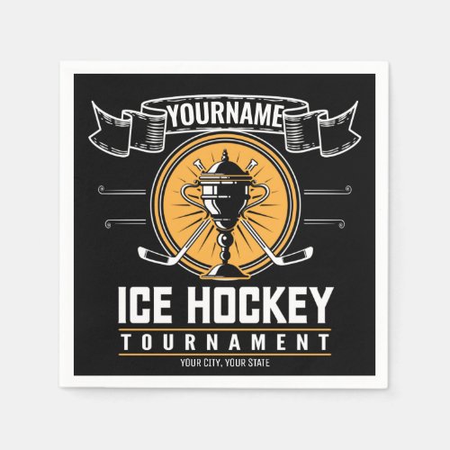 Personalized Ice Hockey Trophy Player Team Game   Napkins