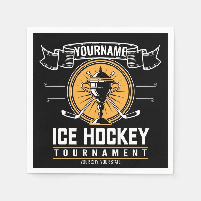 Personalized Ice Hockey Trophy Player Team Game   Napkins (Front)