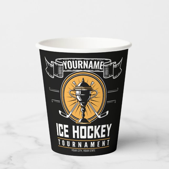 Personalized Ice Hockey Trophy Player Team Game  Paper Cups (Front)