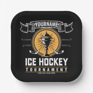 Personalized Ice Hockey Trophy Player Team Game   Paper Plates