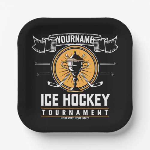 Personalized Ice Hockey Trophy Player Team Game   Paper Plates