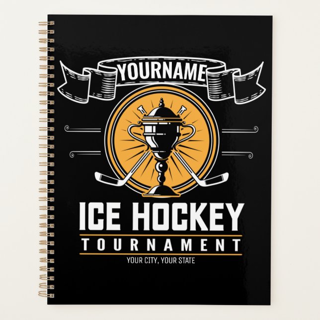 Personalized Ice Hockey Trophy Player Team Game   Planner (Front)