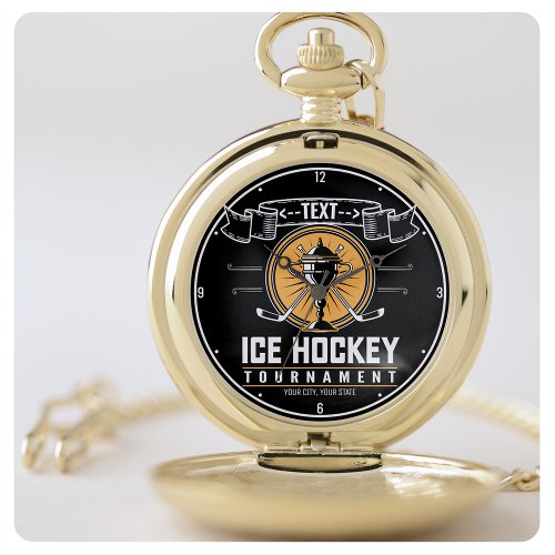 Personalized Ice Hockey Trophy Player Team Game  Pocket Watch