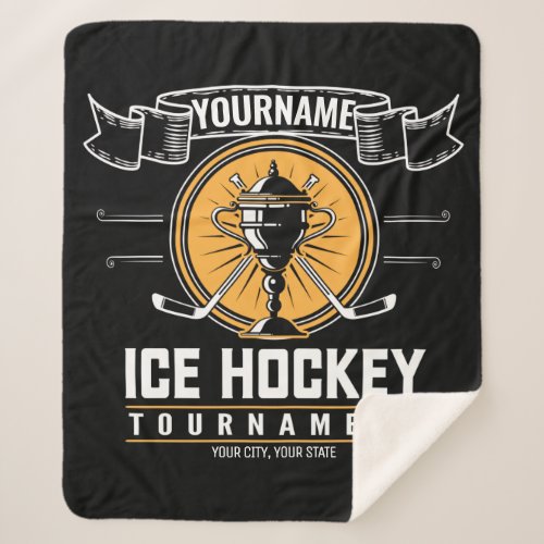 Personalized Ice Hockey Trophy Player Team Game Sherpa Blanket