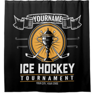Personalized Ice Hockey Trophy Player Team Game Shower Curtain