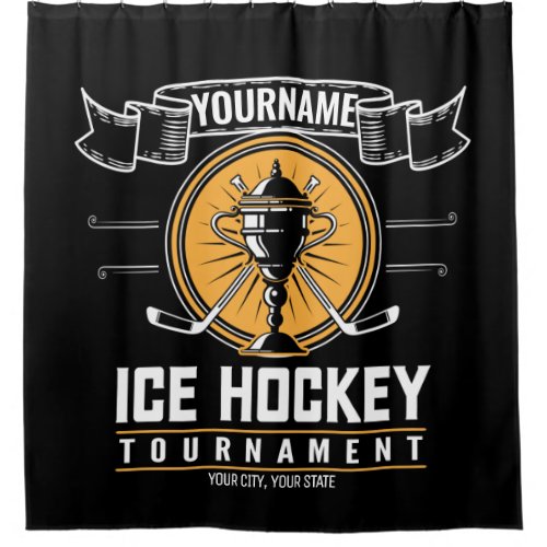 Personalized Ice Hockey Trophy Player Team Game   Shower Curtain