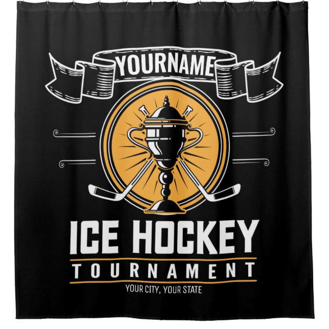 Personalized Ice Hockey Trophy Player Team Game   Shower Curtain (Front)