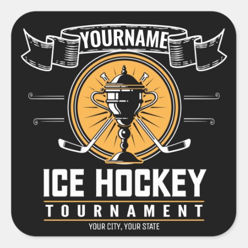Personalized Ice Hockey Trophy Player Team Game  Square Sticker