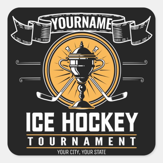 Personalized Ice Hockey Trophy Player Team Game  Square Sticker (Front)