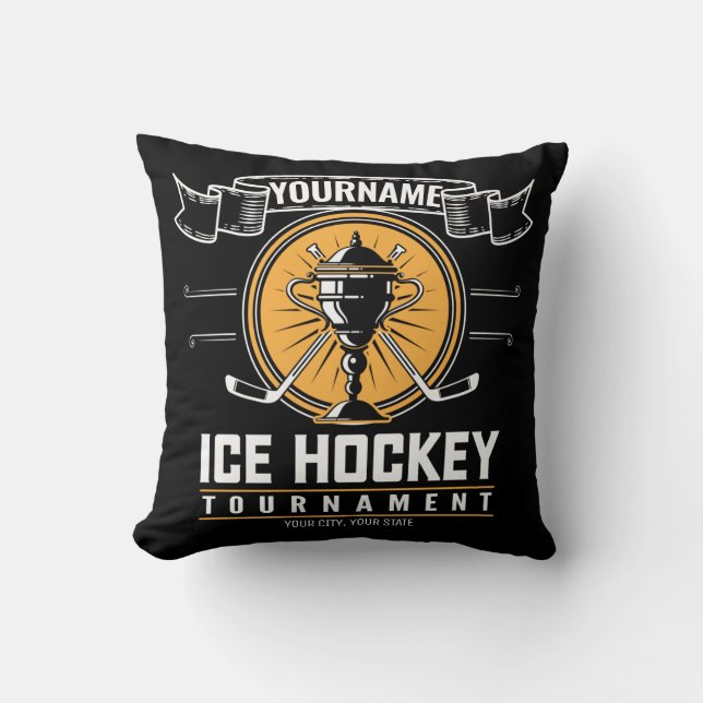 Personalized Ice Hockey Trophy Player Team Game  Throw Pillow (Front)