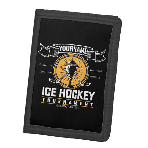 Personalized Ice Hockey Trophy Player Team Game Tri-fold Wallet