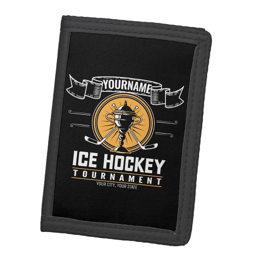 Personalized Ice Hockey Trophy Player Team Game   Trifold Wallet
