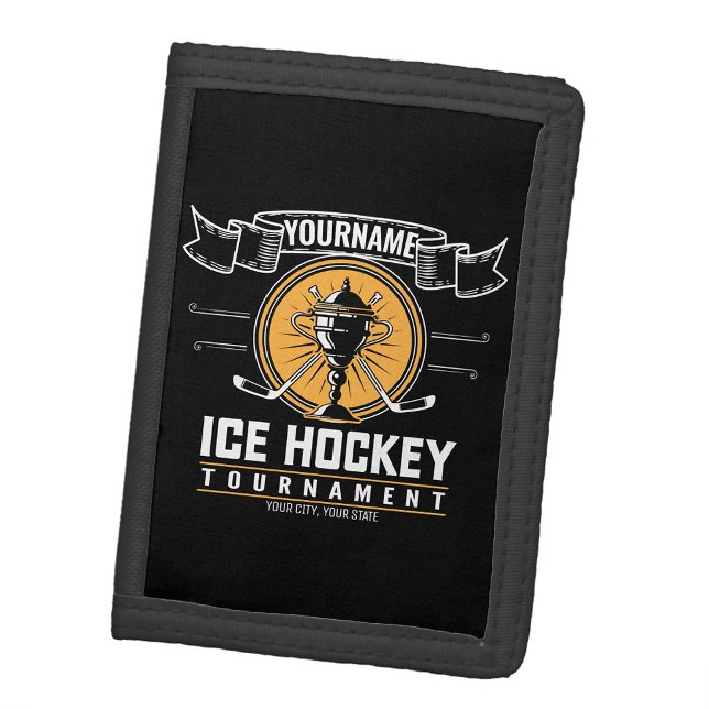 Personalized Ice Hockey Trophy Player Team Game   Trifold Wallet (Creator Uploaded)