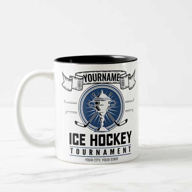 Personalized Ice Hockey Trophy Player Team Game   Two-Tone Coffee Mug (Left)