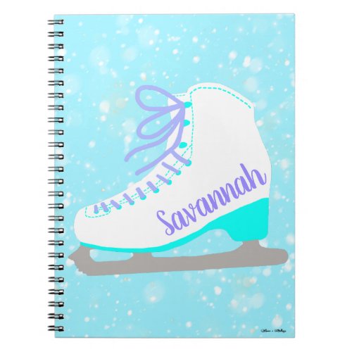 Personalized Ice Skate Blue Snow Figure Skating Notebook