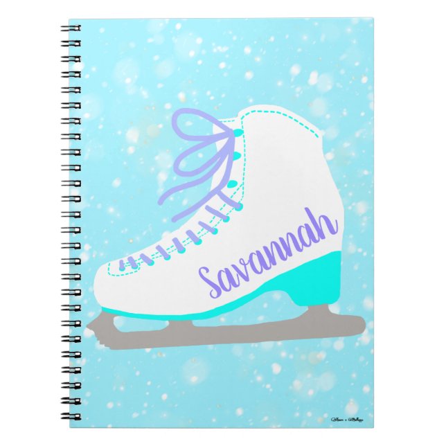 Personalized Ice Skate Blue Snow Figure Skating Notebook (Front)