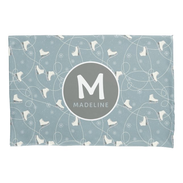 Personalized ice skate pattern pillow case (Front)