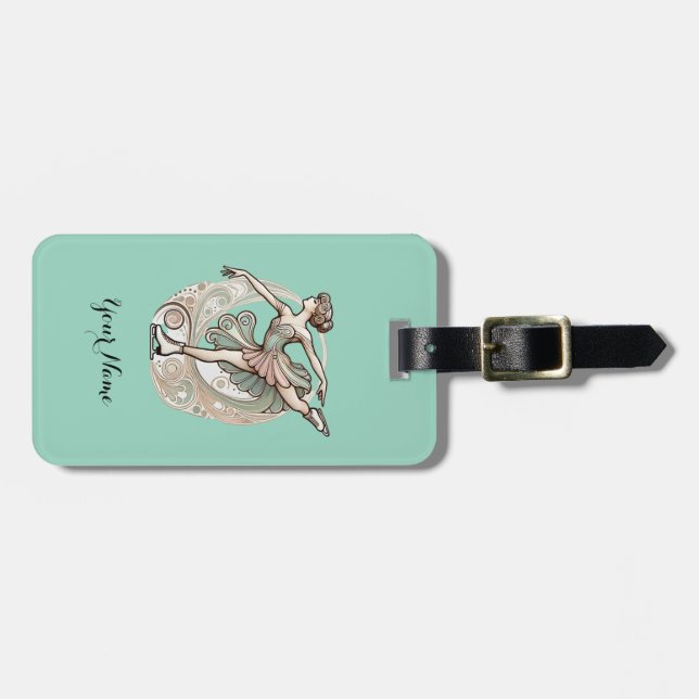 Personalized Ice Skater Bag Tag (Front Horizontal)