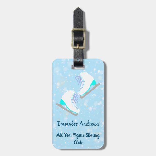 Personalized Ice Skating Blue Skating ClubAddress Luggage Tag